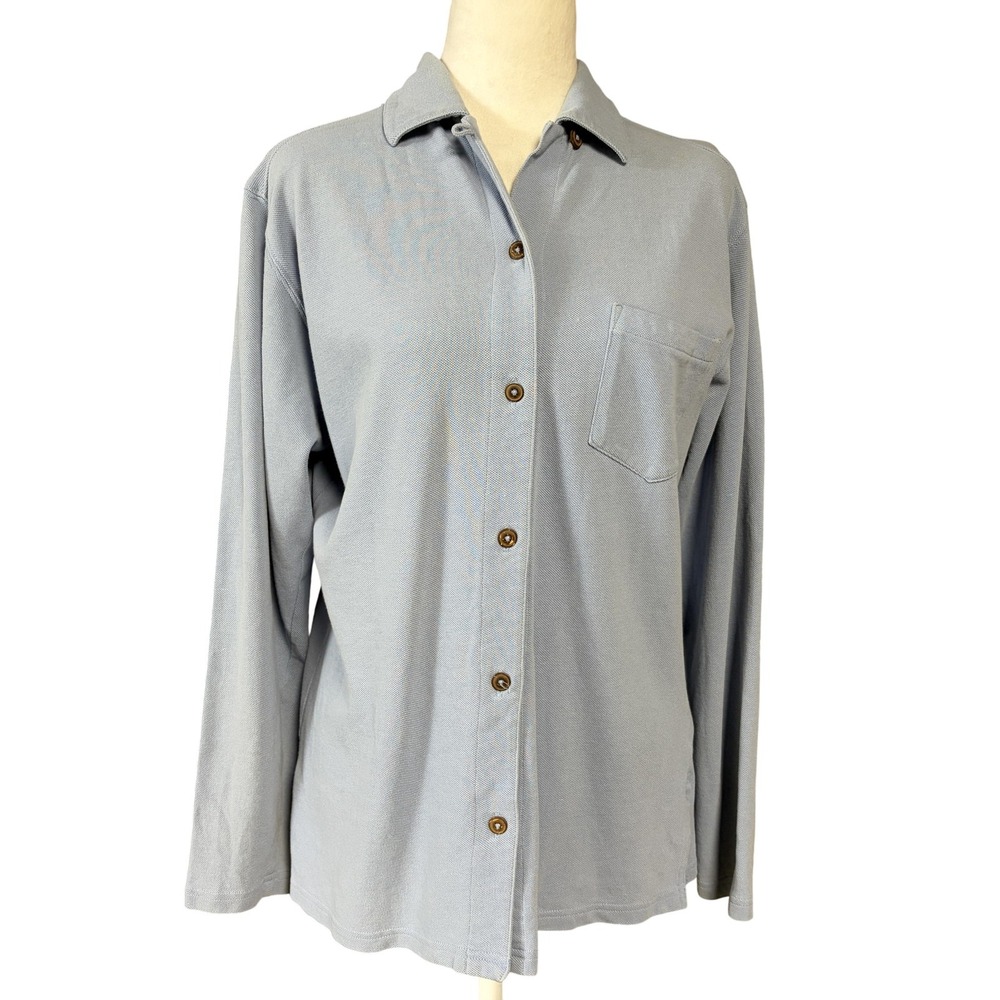 Patagonia Shirt Womens M Blue Organic Cotton Long Sleeve‎ Button Up 90s Vintage